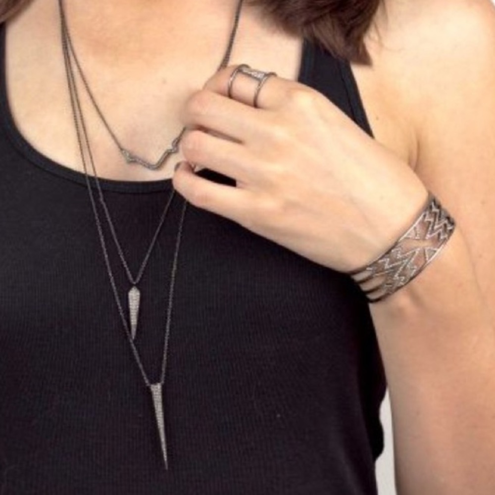 Stella & Dot | Gunmetal Hematite Black Pavé Versatile 3-in-1 Necklace Re… - Picture 8 of 13